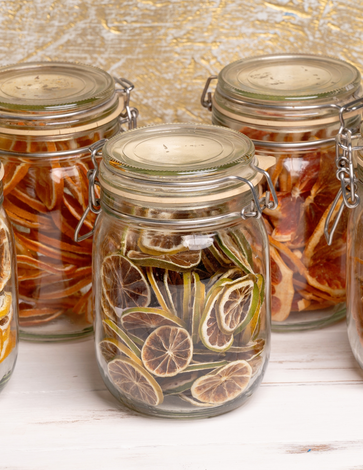 Jars of preserved citrus slices